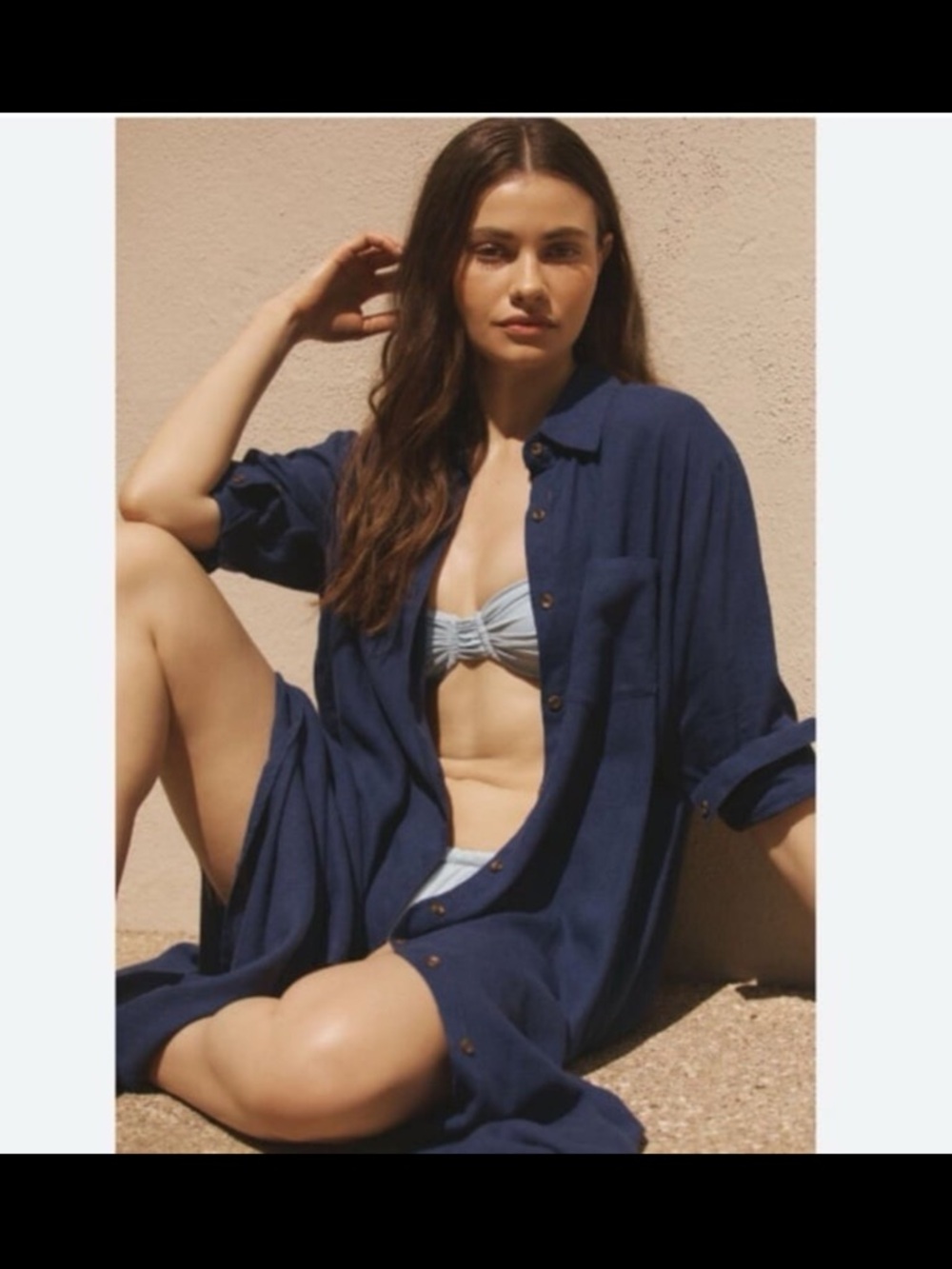 New Anthropologie linen maxi shirt dress cover-up size PM